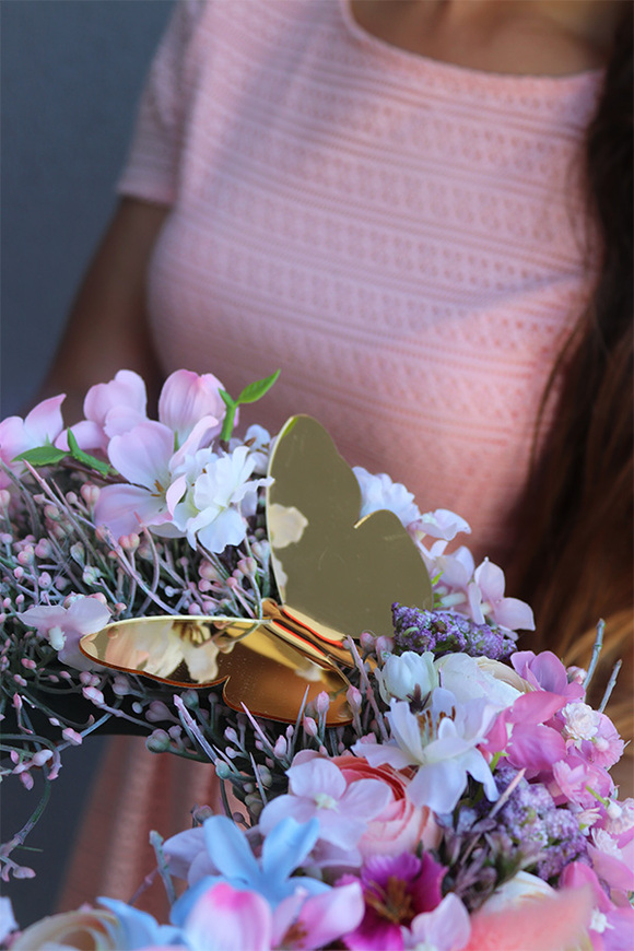 Letnie Motyle, pastelowy wianek dekoracyjny, śr.29cm 