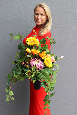 Jesienna Pogoda 2, bukiet nagrobny we wkładzie, dł.48cm