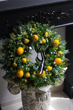 Citrones 5, zielony wianek na drzwi z owocami, śr.50cm