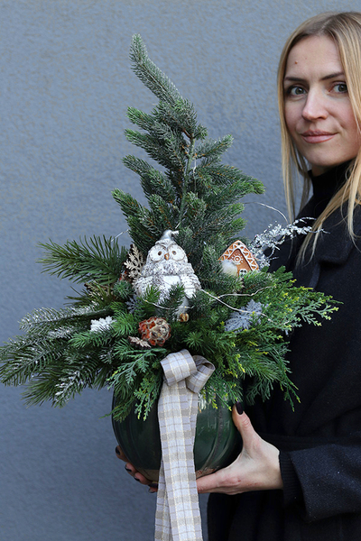 Sowia Gwiazdka, stroik świąteczny LED