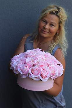 Pink Home Roses, różany flowerbox, wym.15x25cm 