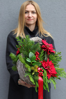 Do Betlejem, świąteczna kompozycja nagrobna w koszu