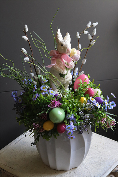 Bunny Star Velveti 2, stroik wielkanocny na stół