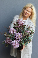 Violet Hortensje Deluxe, bukiet nagrobny we wkładzie do wazonu