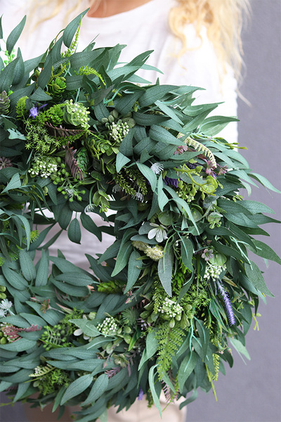 Boho Gretra Nova, zielony wianek z eukaliptusem