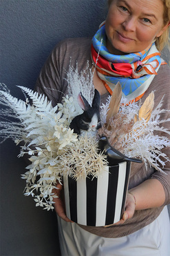 Beige Boho, wiosenny stroik z zajączkiem, wys.35cm