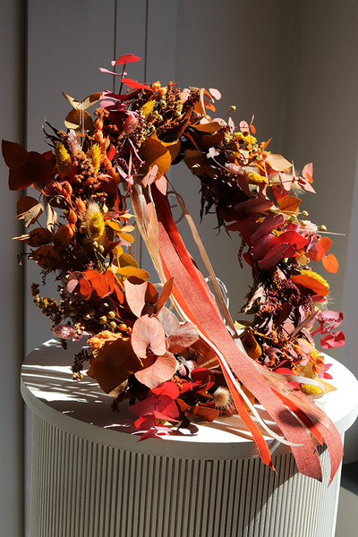 Boho Hreya, dekoracyjny wianek ze stabilizowanych roślin, śr.35cm