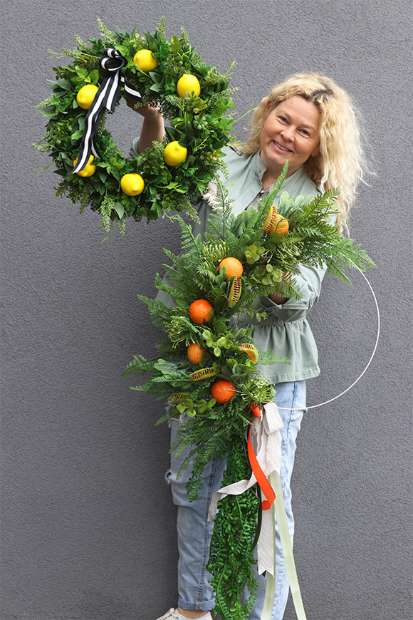 Citrones 3, zielony wianek na drzwi z owocami