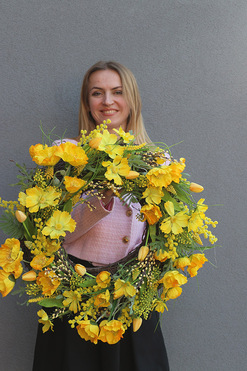 OD RĘKI Słoneczne Pola, wiosenny wianek dekoracyjny, śr.50cm