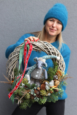 Christmas Mouse, świąteczny wianek z myszką, rozp.50cm 