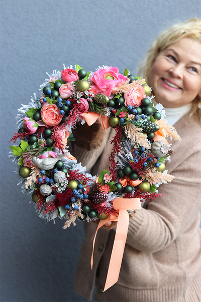 Winter Bird, barwny zimowy wianek