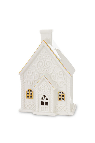 Glamour XMAS, domek ceramiczny lampion LED
