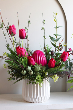 Fuksjowa Wielkanoc, stroik wielkanocny, wys.52cm