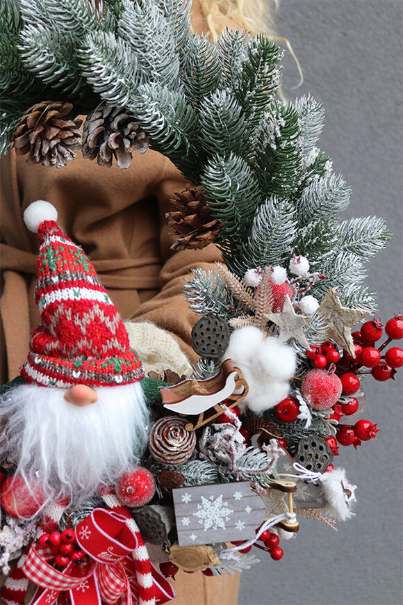 Świąteczny Kolor Big 2, bogaty wianek świąteczny LED