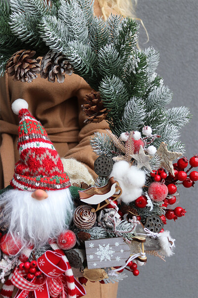 Świąteczny Kolor Big 2, bogaty wianek świąteczny LED