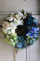 Caryca Blue & Green, efektowny wianek na drzwi, śr.40cm  