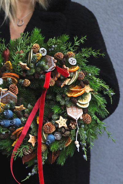 Magiczna Zima, świąteczny wianek na drzwi