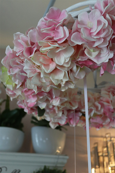 Różowa Hortensja, wianek sufitowy wielkanocny, śr.56cm