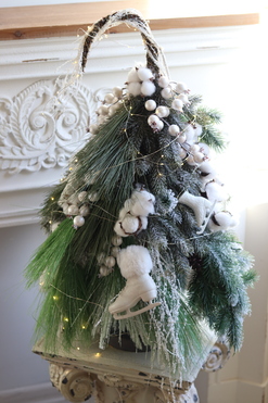 Srebrna Zima w Mieście, świąteczna choinka dekoracyjna LED, wys.70cm