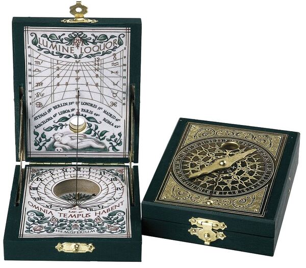 Kepler, zegar słoneczny i kompas, wieko mosiężne