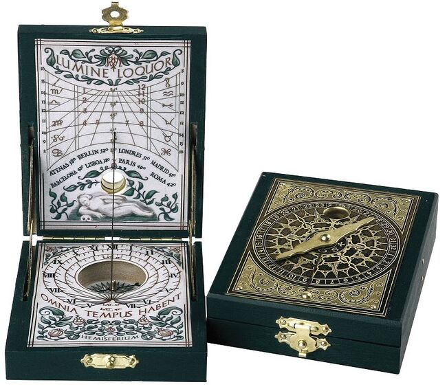 Kepler, zegar słoneczny i kompas, wieko mosiężne