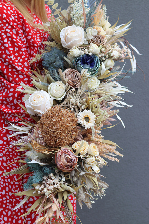 La Guel Boho Blue 2, kompozycja kwiatowa na stół Laos