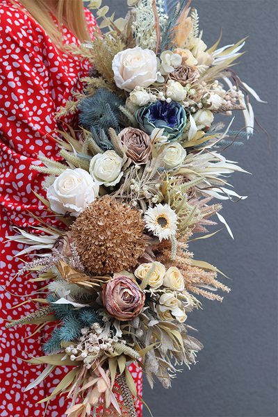 La Guel Boho Blue 2, kompozycja kwiatowa na stół Laos