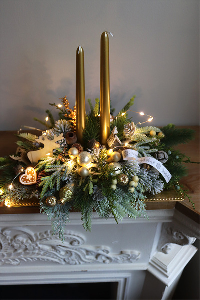 Goldire LED, stroik świąteczny na tacy