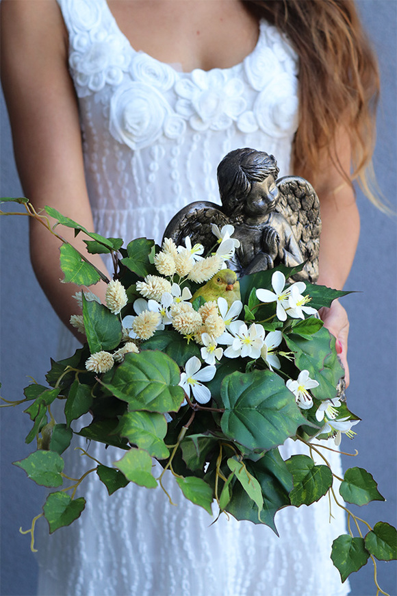 dekoracja nagrobna z aniołem, Mary Angelita, wym.25x27x30cm