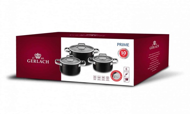 Prime, komplet stalowych garnków, 6 elementów
