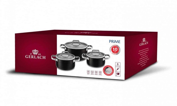 Prime, komplet stalowych garnków, 6 elementów
