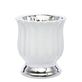 Regina Flower A, osłonka ceramiczna, biało-srebrna, wym.24x21x21cm