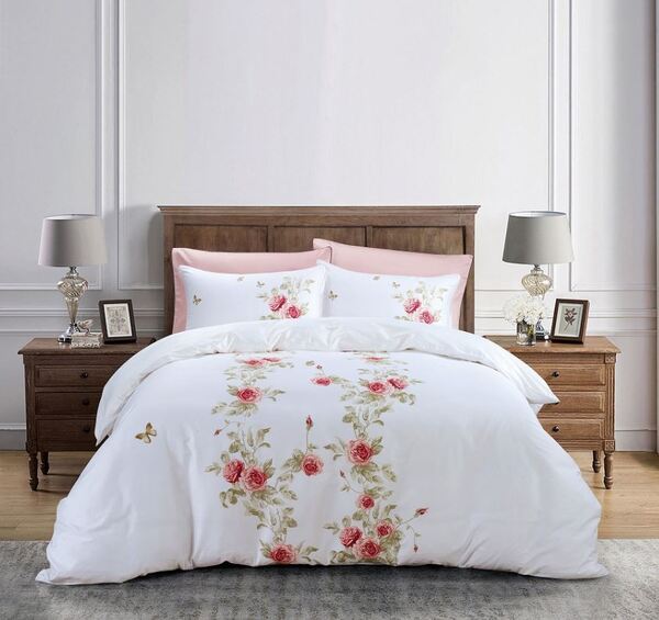 bawełniane białe prześcieradło, Romantica, wym.160x240cm