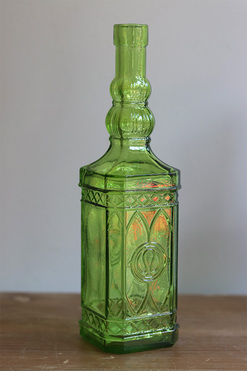 Recycle, wazon szklany butelka, zielony, wym.27x7x7cm 
