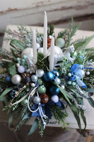 Bluesfera, zimowy stroik ze świecami, wym.33x60cm  