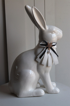 OD RĘKI Bunny Glamm, figurka wielkanocna zajączek, biały A, wys.37cm 