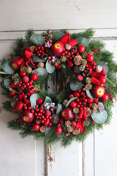 Czarowny Dzień, czerwony wianek zimowy, śr.34 cm