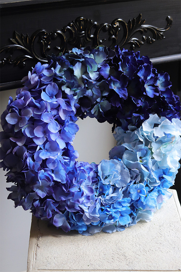 Blue Hydrangea, wysokiej jakości wianek z hortensjami