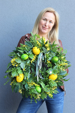 Cytrusy 2, wianek na drzwi z owocami, śr.48cm