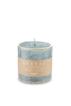 Rustic Patin, zielona świeca walec, gruby, wys.9cm