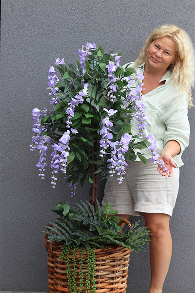 Wisteria Usagi Basket sztuczna roślina w koszu