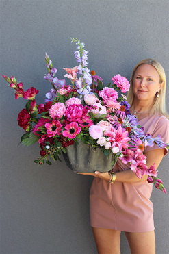 Fioletowe Wspomnienia 3, nowoczesna kompozycja nagrobna, wym.61x70x100cm