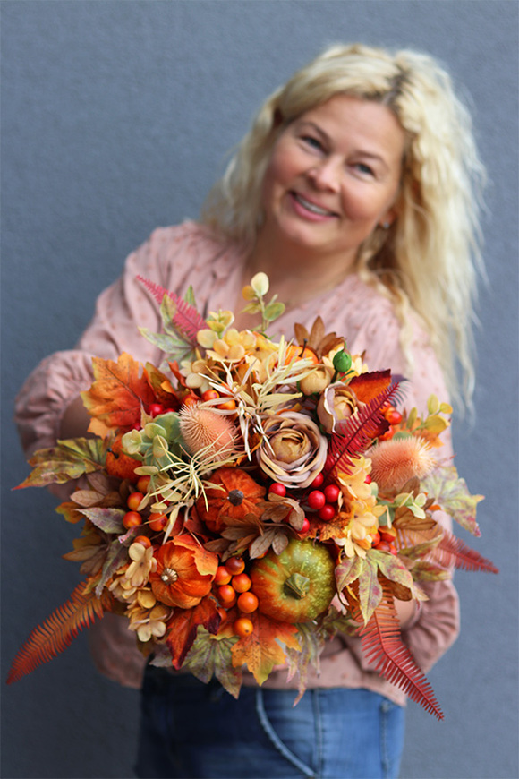 Pumpkins Velvet, jesienny flowerbox dekoracyjny z dyniami