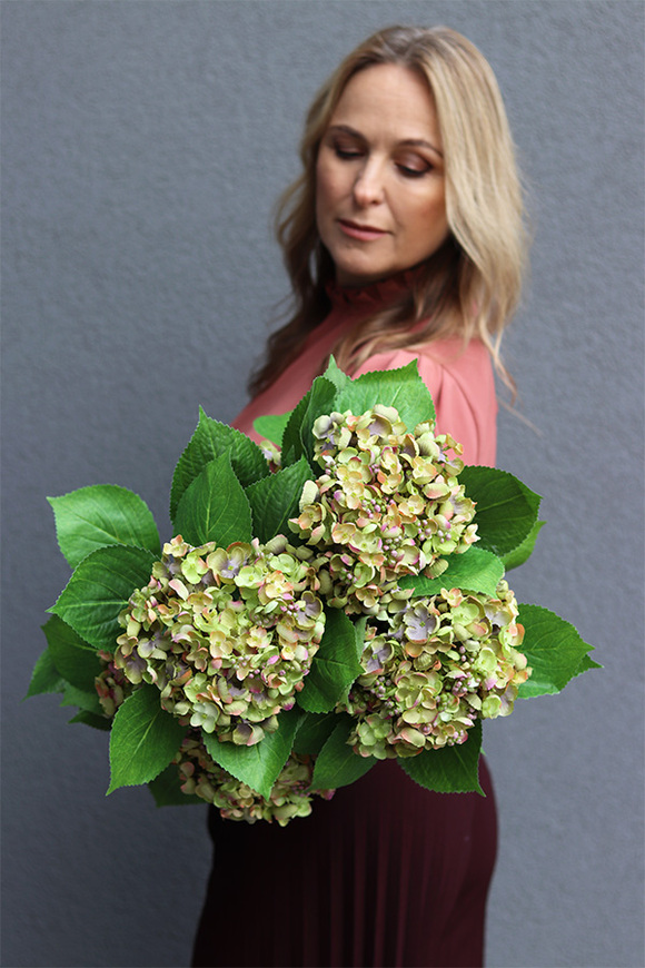 Green Hydrangea, gałązka sztuczna hortensja
