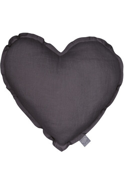 Heart Pillow, lniana poduszka w kształcie serca, grafit, wym.43x43cm