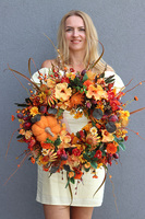 Pomarańczowa Aura, jesienny wianek na drzwi, śr.48cm