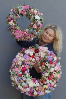 Perrasa Pink & Violet 2, bogaty kwiatowy wianek