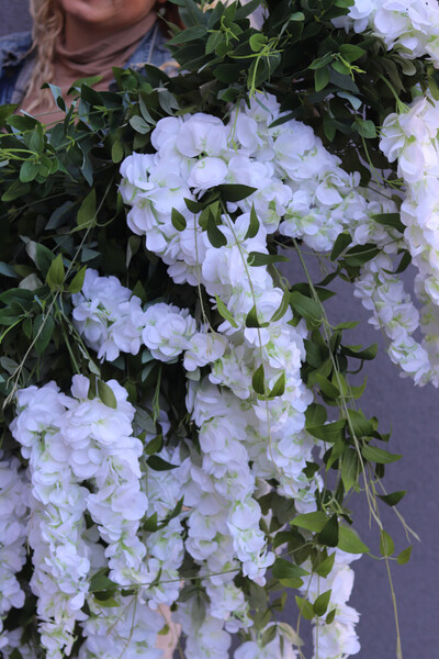 elegancka girlanda z białymi kwiatami, Wisterianna Premium