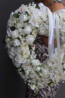 Heart Power, dekoracyjne białe serce z kwiatów, wys.32cm 