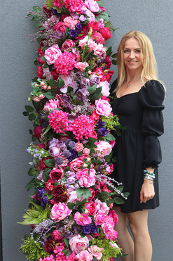 Pink Beauty, szeroka girlanda kwiatowa, dł.100cm 